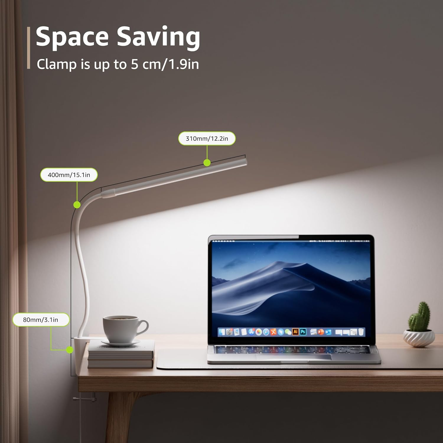 Lepro Desk Lamp with Clamp, LED Clip on Light, Dimmable Reading Light with 3 Color Modes 10 Brightness, Eye-Caring Flexible Gooseneck Table Lamp for Home Office, White - Black image number 4