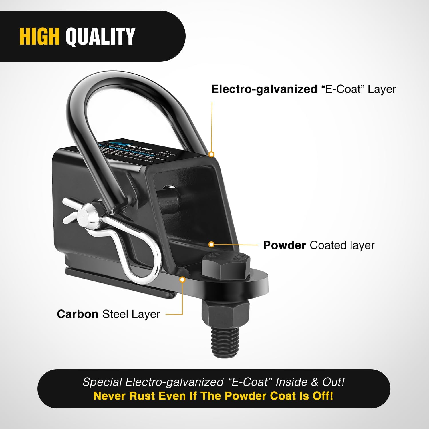 Nilight 2 Inch Rear Trailer Hitch Receiver Kit for ATV UTV Rear Bumper Tow Hook Black Hitch Cover Kit, 2 Years Warranty image number 5