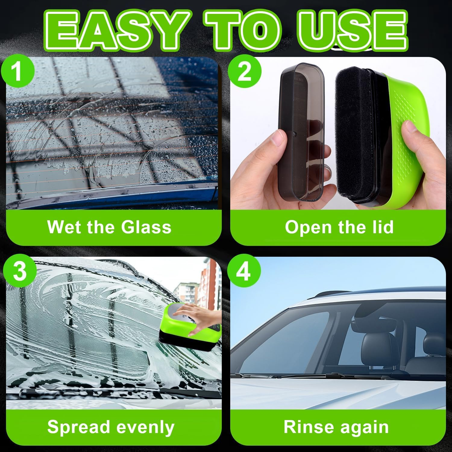 2025 New Upgrade Automotive Oil Film Cleaning Brush 2.0, 2-Pack Car Glass Oil Film Cleaner Remover Strong Front Windshield Remover Glass Coating Cleaning Board Brush for Windshield