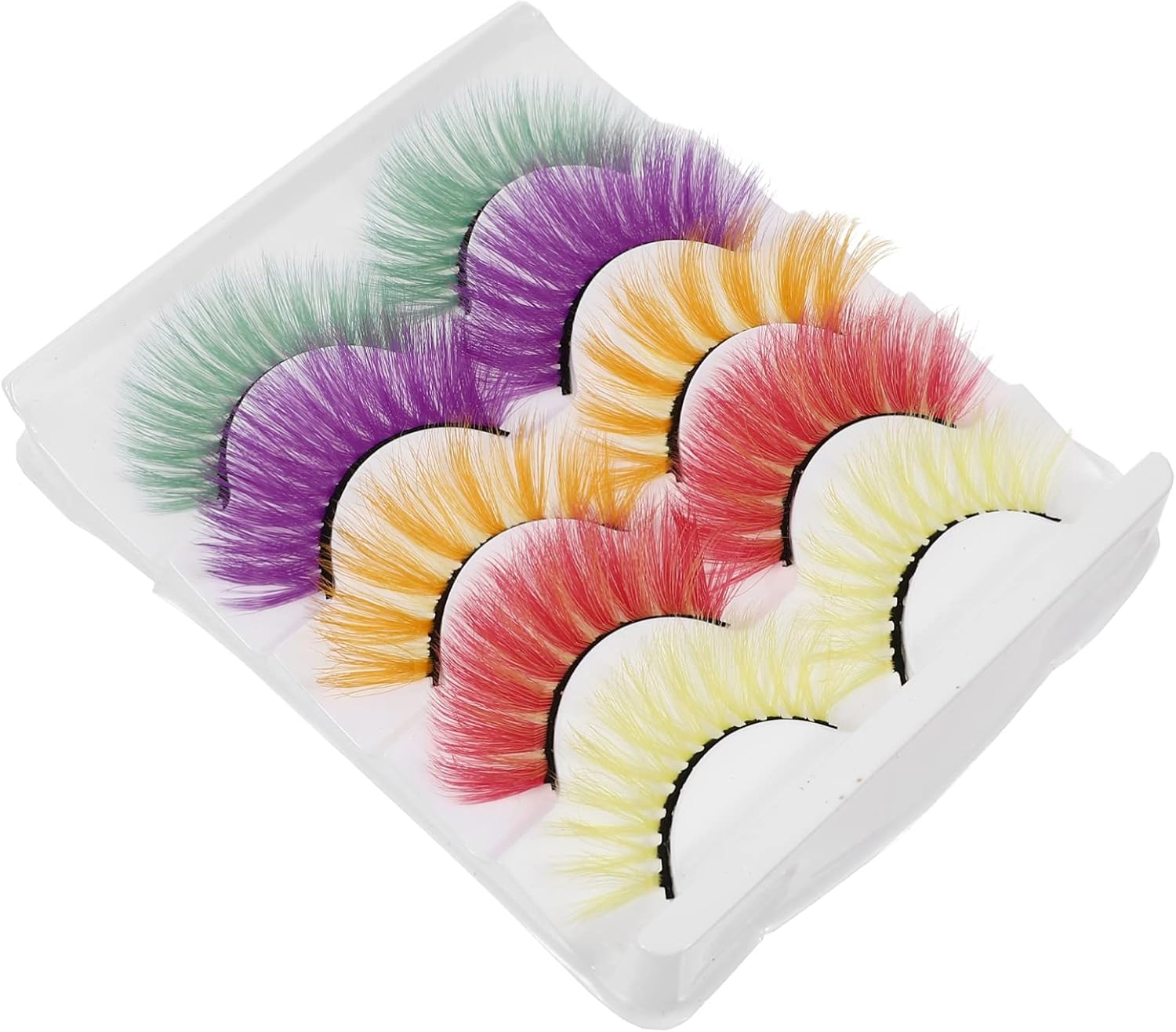 Healeved 5Pairs Colored Eyelashe,Halloween Colorful Eyelashes,Decorative Dense 3D Eyelashes,Performance False Eyelashes Beauty Tools for Halloween Cosplay Long Dramatic Party