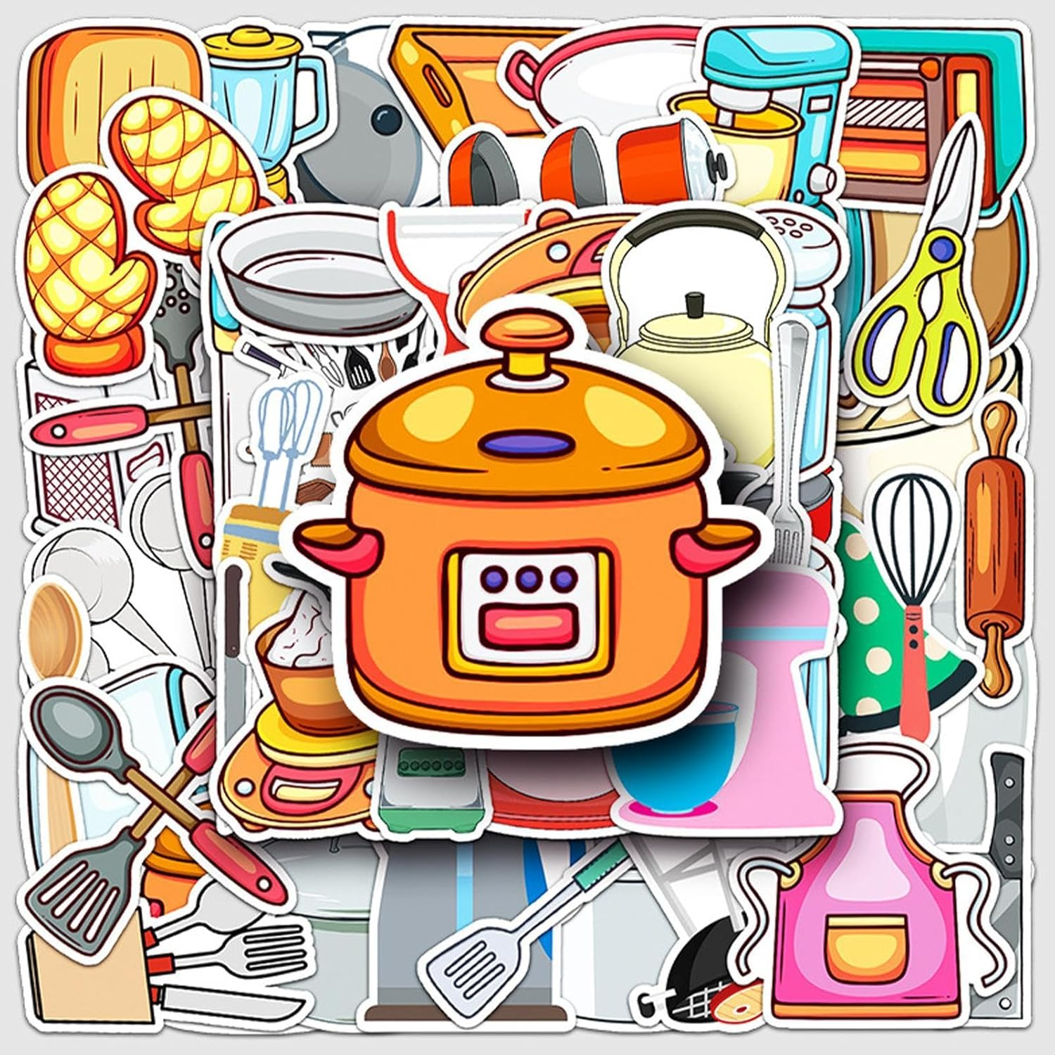 Kitchen Utensil Wall Stickers - Waterproof Cartoon Kitchen Stickers - Kitchenware Decals for Kitchen Dining Baking Room Restaurant, Computer image number 2