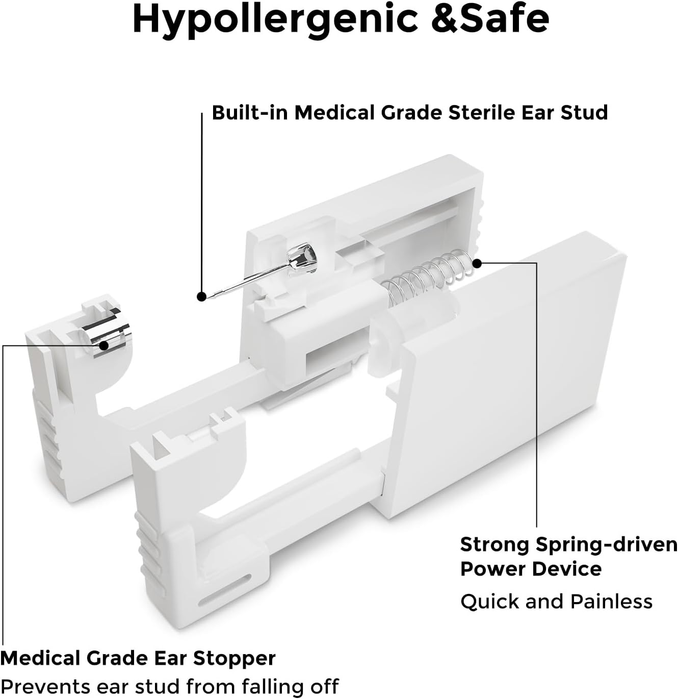 Sugartang Safe Piercing Earrings and Body Piercing Kits, Stainless Steel 4Mm Cubic Zirconia Jewelry Ear Piercing Gun Sets image number 6