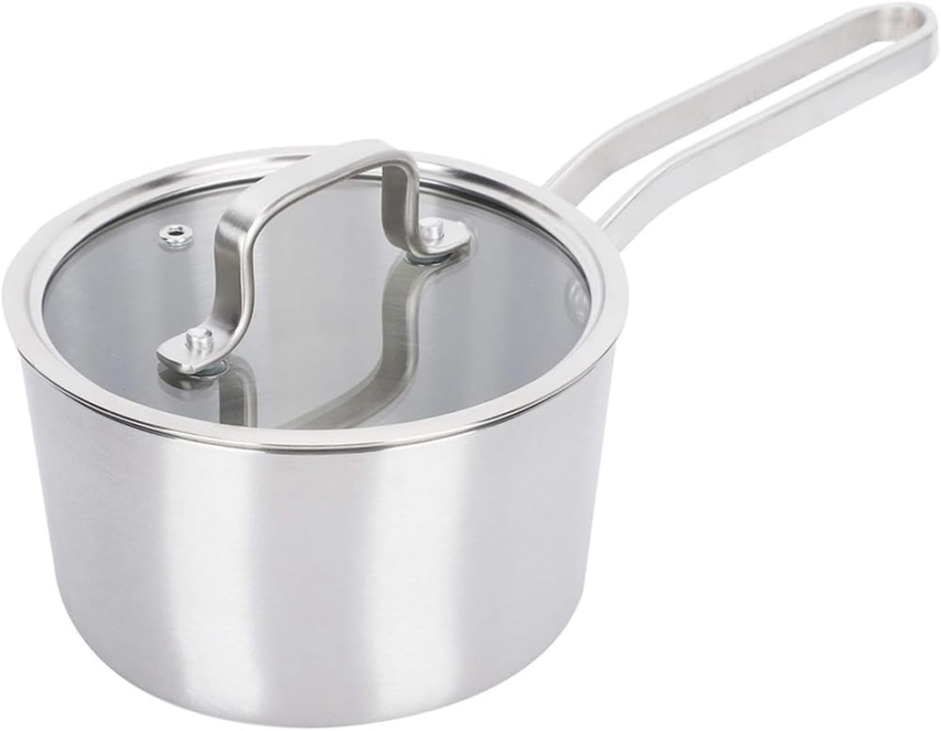 2.5L Stainless Steel Saucepan with Glass Lid and Dual Spouts, Multipurpose Sauce Pot with Stay-Cool Handle, for Boiling, Gravies, Pasta, and Noodles image number 3