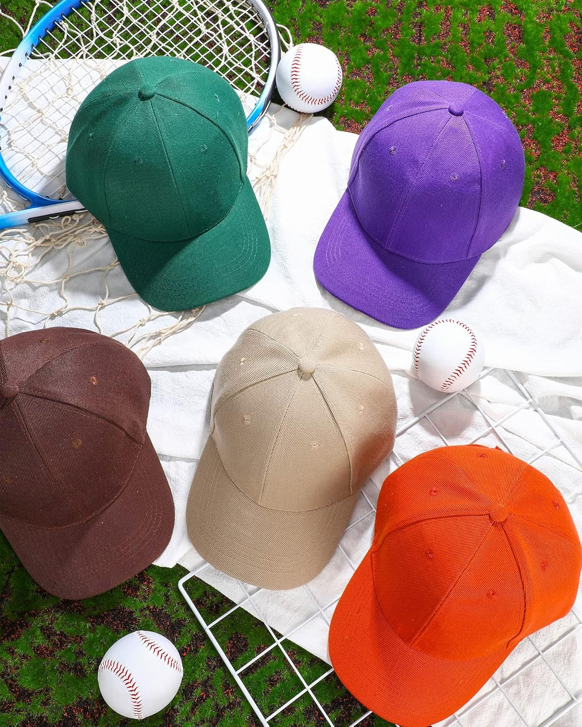 24 Pieces Blank Baseball Cap Adjustable Back Strap Plain Blank Camouflage Hat Unisex Baseball Cap for Trucker Men Women - Colorful image number 2