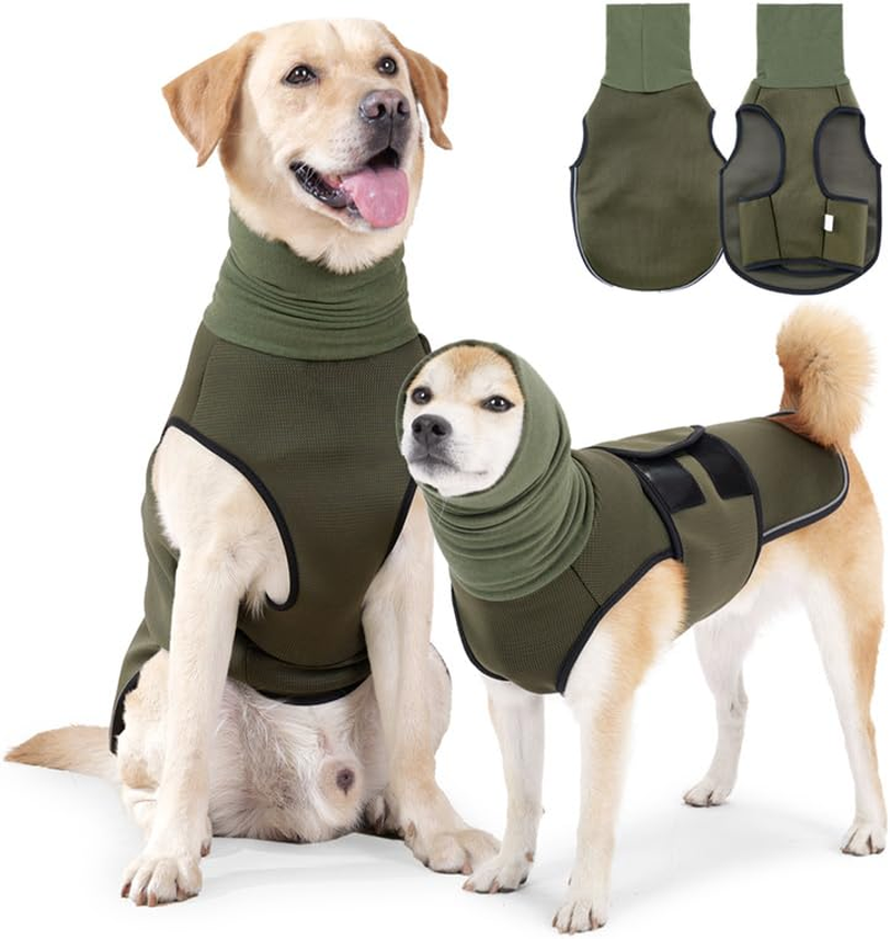 Dog Anxiety Jacket, Dog Thunder Jacket, Dog Anxiety Sedation Hoodie Medium, Used for Fireworks, Thunder, Separation, Dog Hoodie for Noise Blocking and Ear Protection (Army Green, M) image number 4