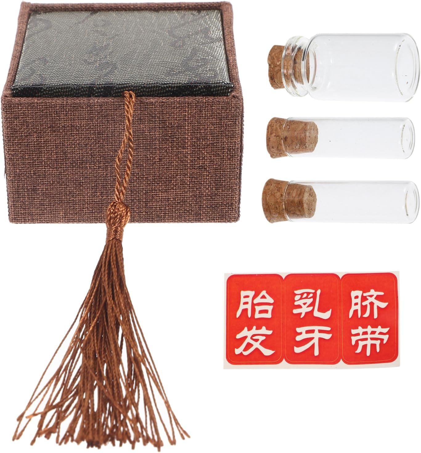 IMIKEYA Baby Tooth Holder and Fetal Hair Storage Box Set, Small Keepsake Organizer for Newborns, Kids Tooth Collection Case Random Sticker Design, 3Pcs Memorial Storage Kit image number 1