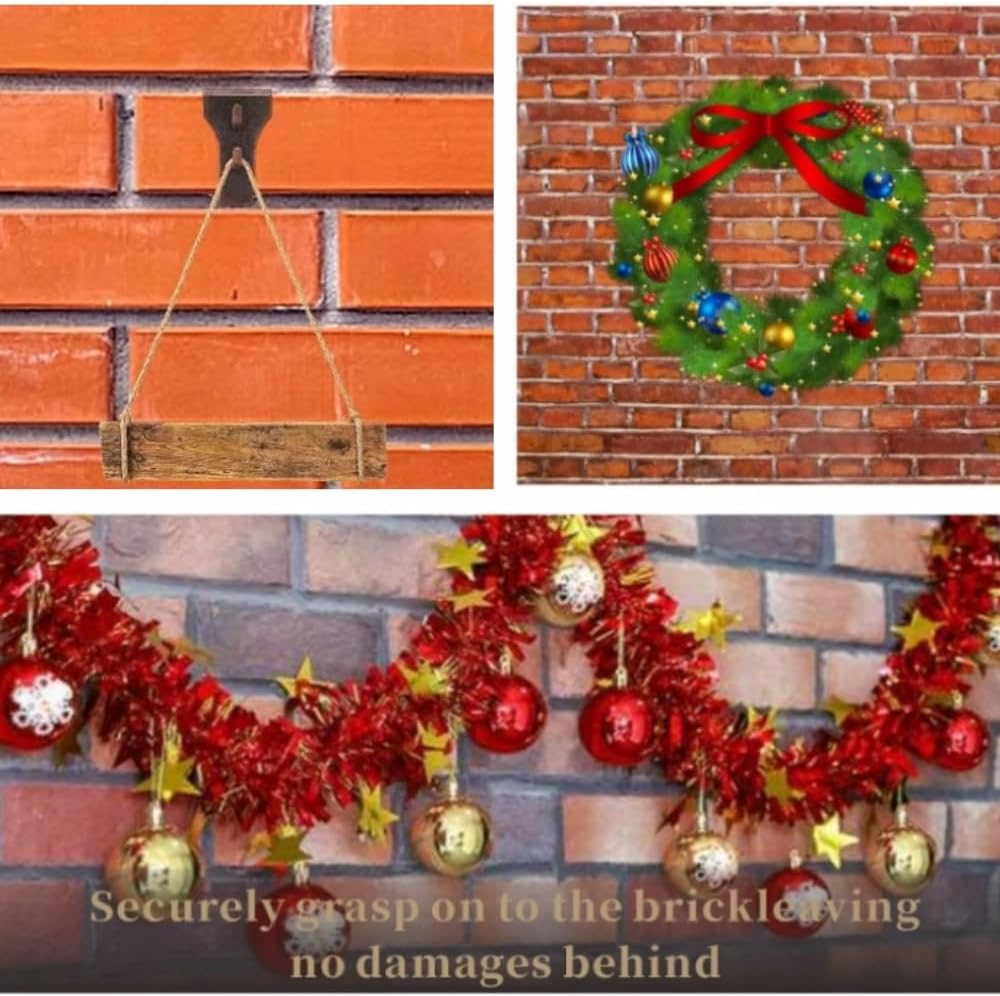 Jindizi 10Pcs Brick Hook Clips Heavy Duty Hanging Clips Brick Clamps Outdoor Brick Hangers Wall Clips without Drilling for Hanging Outdoor Home Decoration image number 2