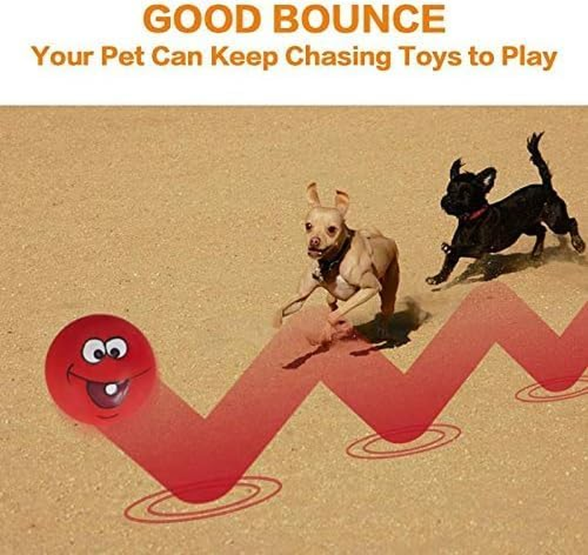 Squeaky Dog Toy Chewing Dog Toys Durable Teething Latex Rubber Soft Interactive Fetch Play Dog Balls with Funny Face for Puppy Small Medium Pet Dog (5PCS) - Same Face image number 7