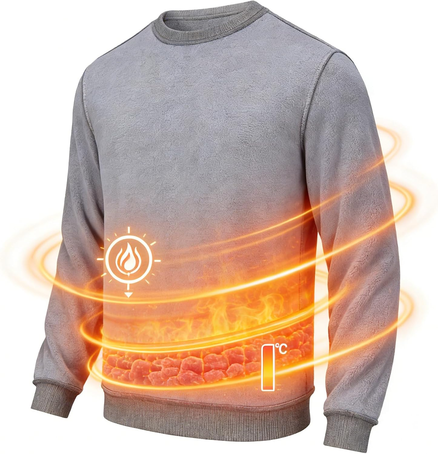 Men'S Heavy Weight Crew Neck Sweatshirt Soft Fleece Lined, Long Sleeve Classic Warm Pullover Basic Top