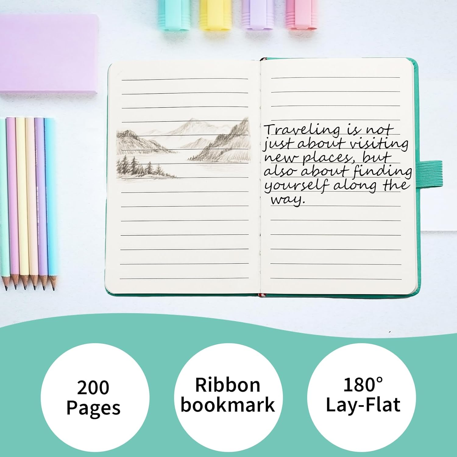 ZOHEA 5 PCS A6 Diary Book，Pu Leather Cover Journal Notebook Portable，Travel Journal with Elastic Band and Pen Loop, Travel Notepad Mini Pocket Notebook for Office，School，Travel (5 Colors) image number 3