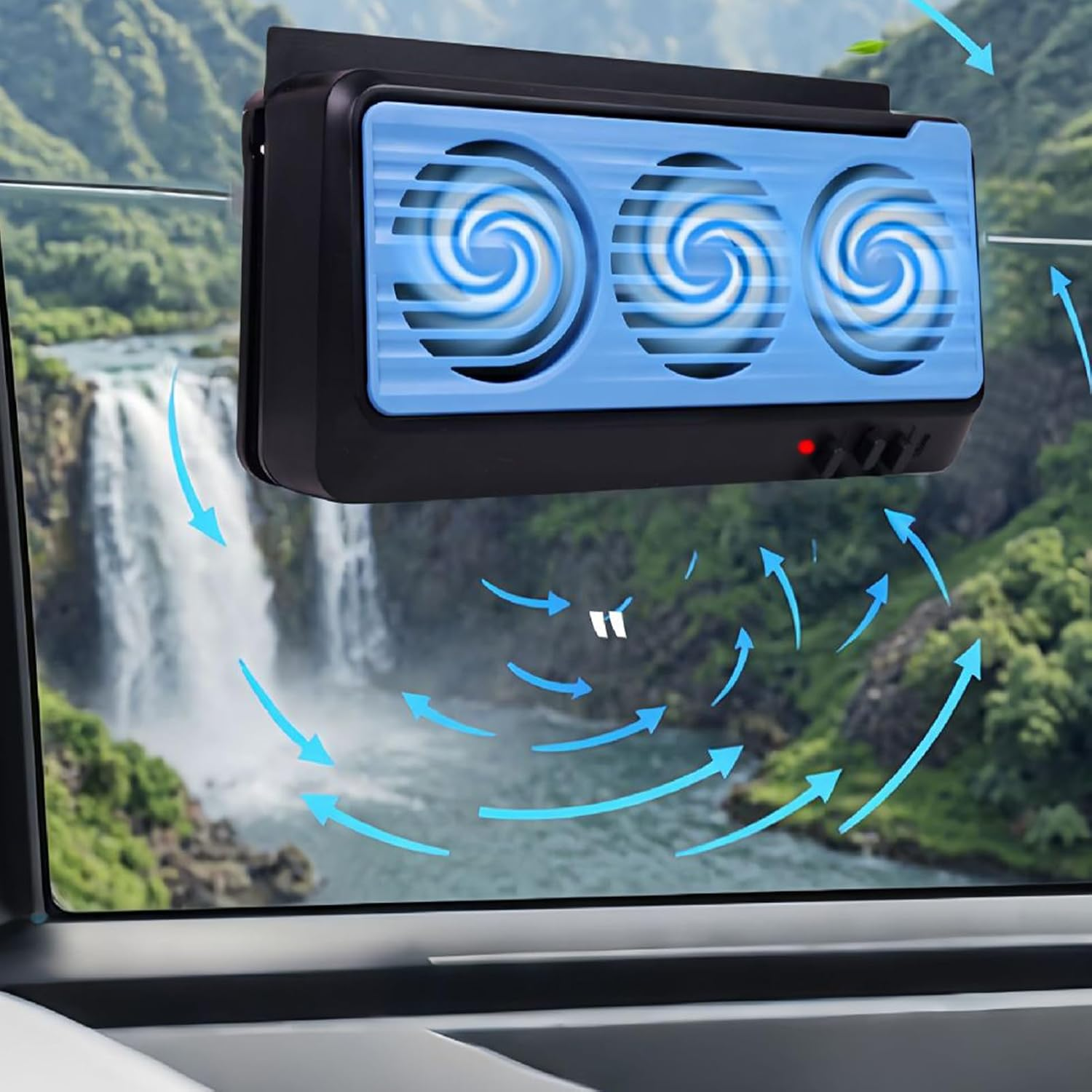 Solar Powered Car Window Fan, Quiet Solar Car Air Purifier, Air Purification Cooling Device for RV Travel Vehicle Home Camping Truck - Black image number 4