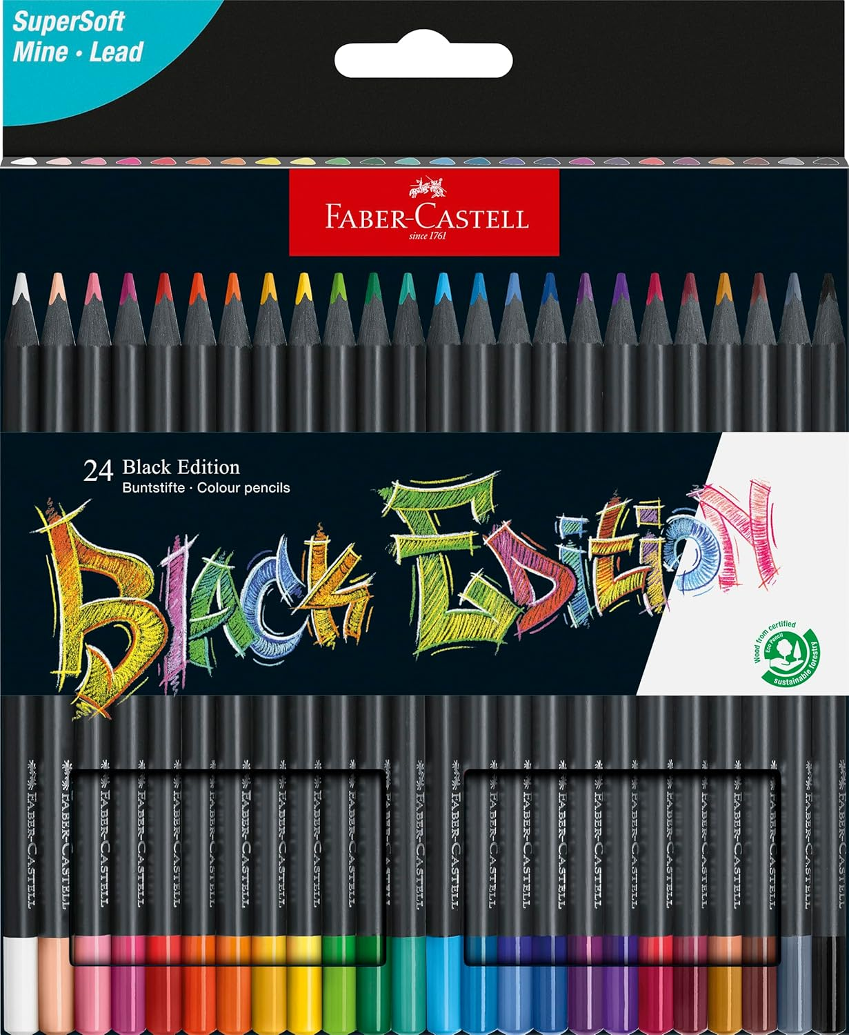 Faber-Castell Black Edition Colour Pencils, Assorted Pack of 24 (16-116424) Multicolor image number 2
