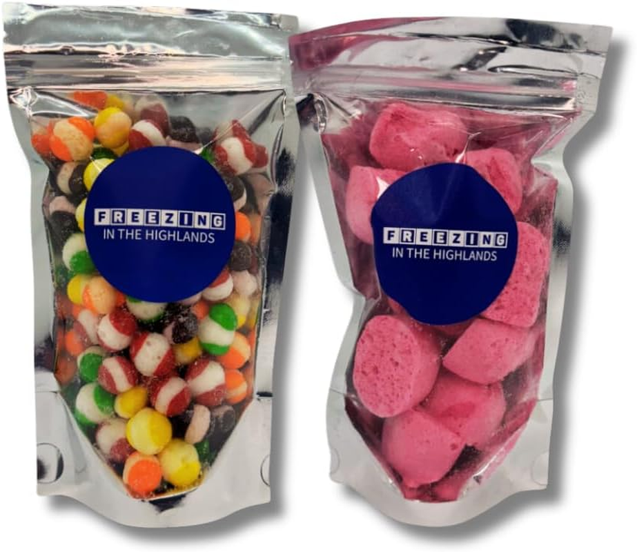 Freezing in the Highlands Freeze Dried Candy &ndash; Delicious 2-Pack Assorted Freeze Dried Lollies &ndash; Variety Pack Freeze Dry Candy Includes Skittles & Red Ripperz