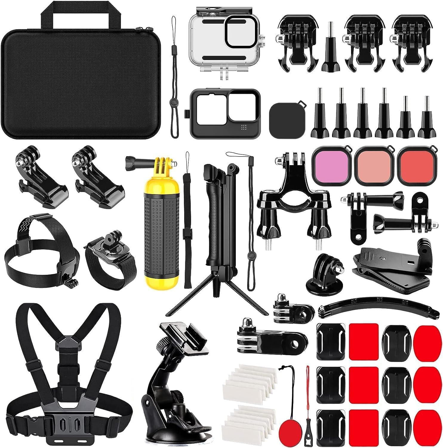 Zarmanuae Action Camera Accessories Kit for Gopro Hero 13 12 11 10 9, Waterproof Housing Case for Gopro Hero 9/10/11/12/13, 63 in 1 Full Essential Accessories Set for Gopro Hero 9-13 Accessories image number 5