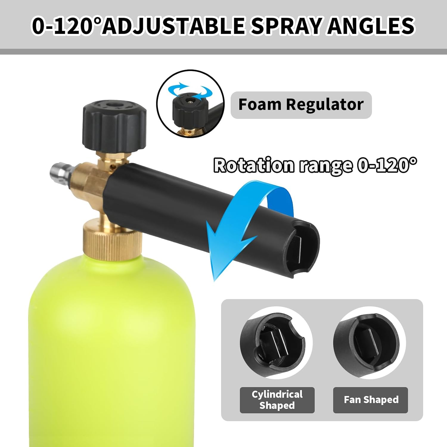 WXNANY Short Pressure Washer Gun with Foam Cannon,Power Washer Gun Snow Foam Lance 1/4" Quick Connector, Car Wash Foam Cannon Kit with 5 Pressure Washer Nozzle Tips and Holder, 1L image number 4