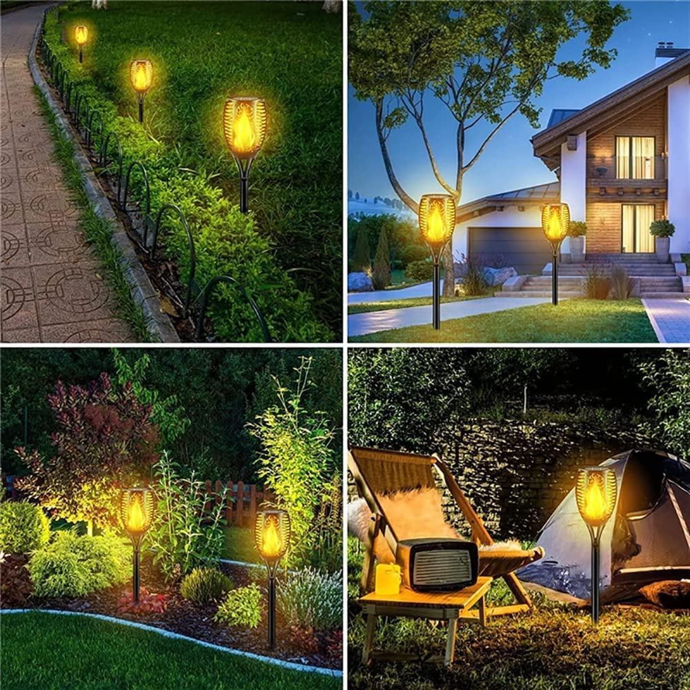 4-Pack Solar Lights Outdoor with Flickering Dancing Flame - Waterproof Landscape Torch for Garden, Pathway, Patio, Yard, Driveway - Outdoor Decoration