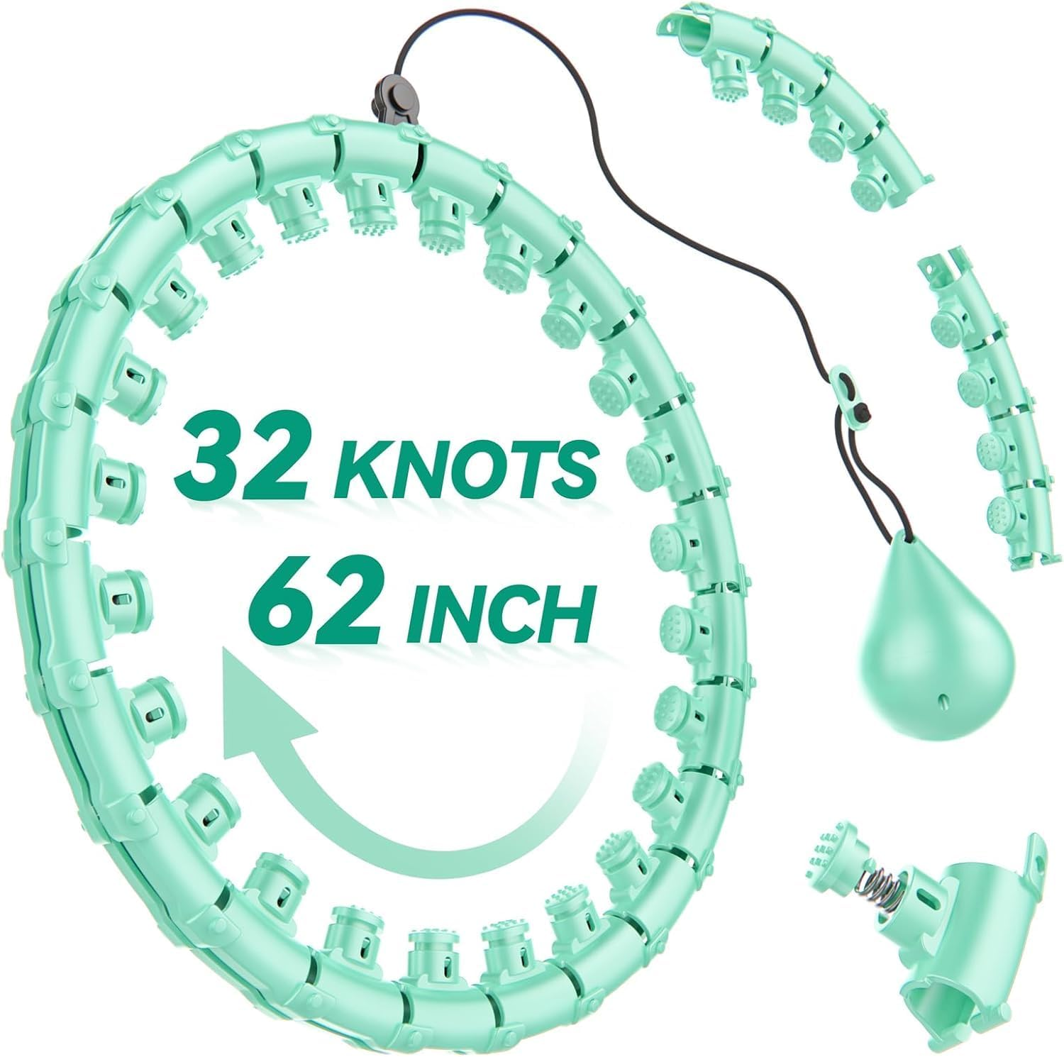 Weighted Hula Infinity Fitness Hoop for Adult Weight Loss, 2 in 1 Smart Fitness Workout Hula Circle Hoops with 32 Detachable Knots, Exercise Fit Hoop Suitable for Women and Beginners image number 2