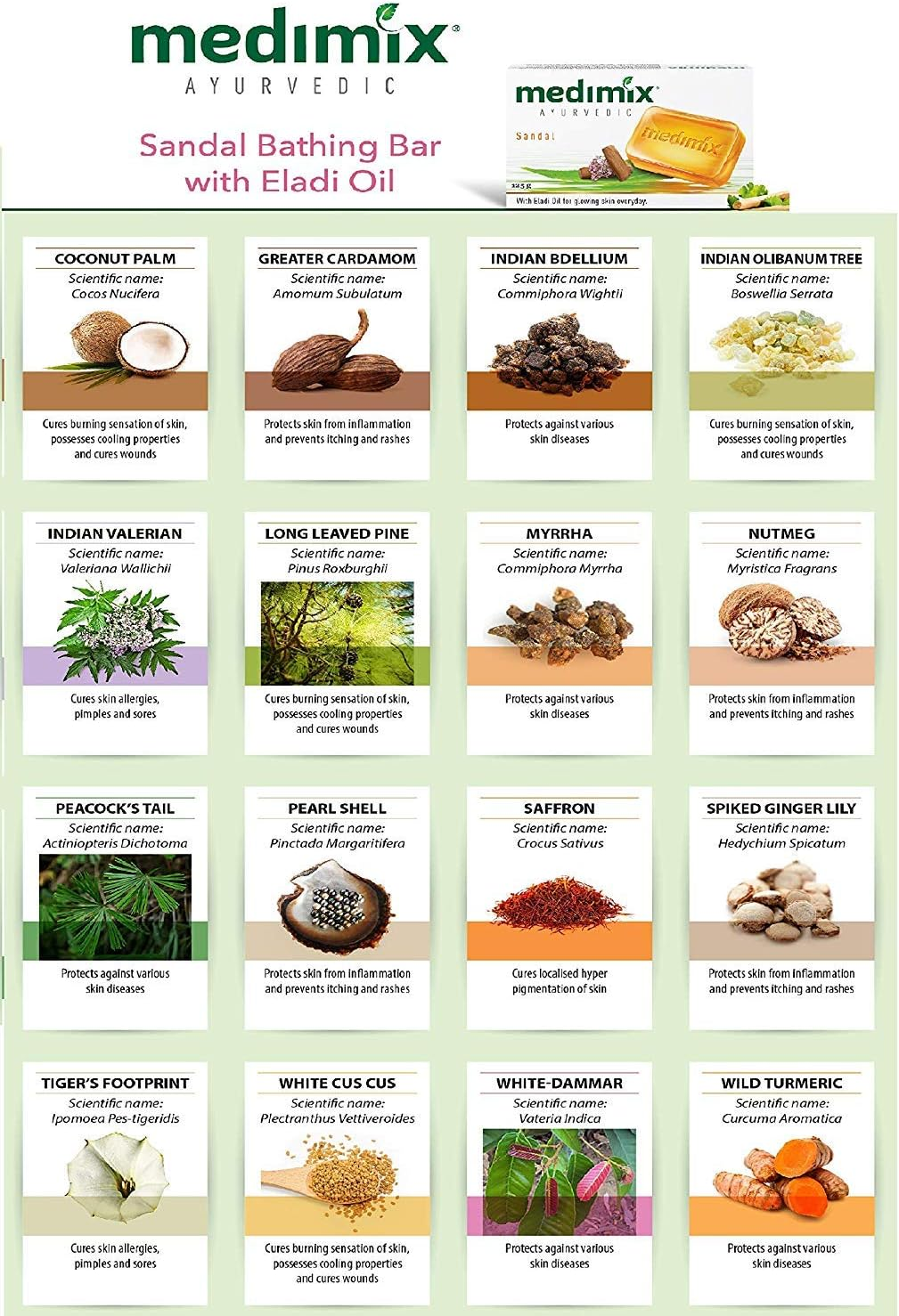 Natural Pure Herbal Medimix Ayurvedic Sandal Soap, 125G (Pack of 5) image number 1