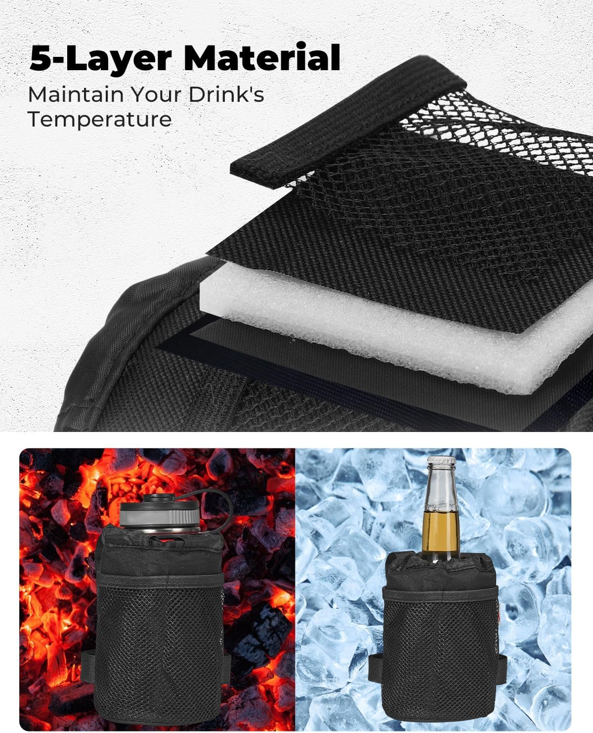 KEMIMOTO Bike Cup Holder, Bike Water Bottle Holder Handlebar with Mesh Pockets Oxford Fabric Bicycle Drink Cup Holder for Mountain Bike Road Kids Bikes E-Bike Cruiser Wheelchair Scooter up to 32Oz