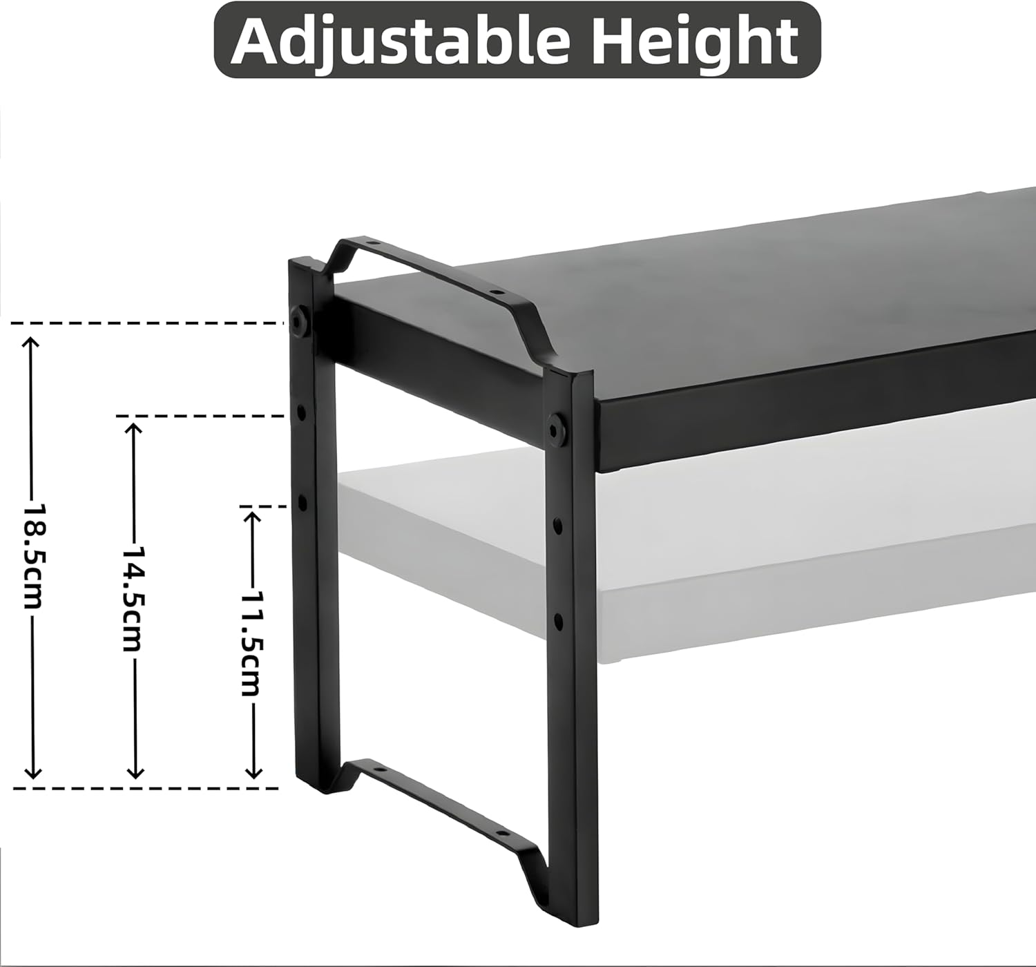 FORYUSE Set of 2 Stackable Cabinet Shelf Expandable Kitchen Storage Countertop Metal Organizer Adjustable Counter Shelves Cupboard Pantry Rack Stand image number 6