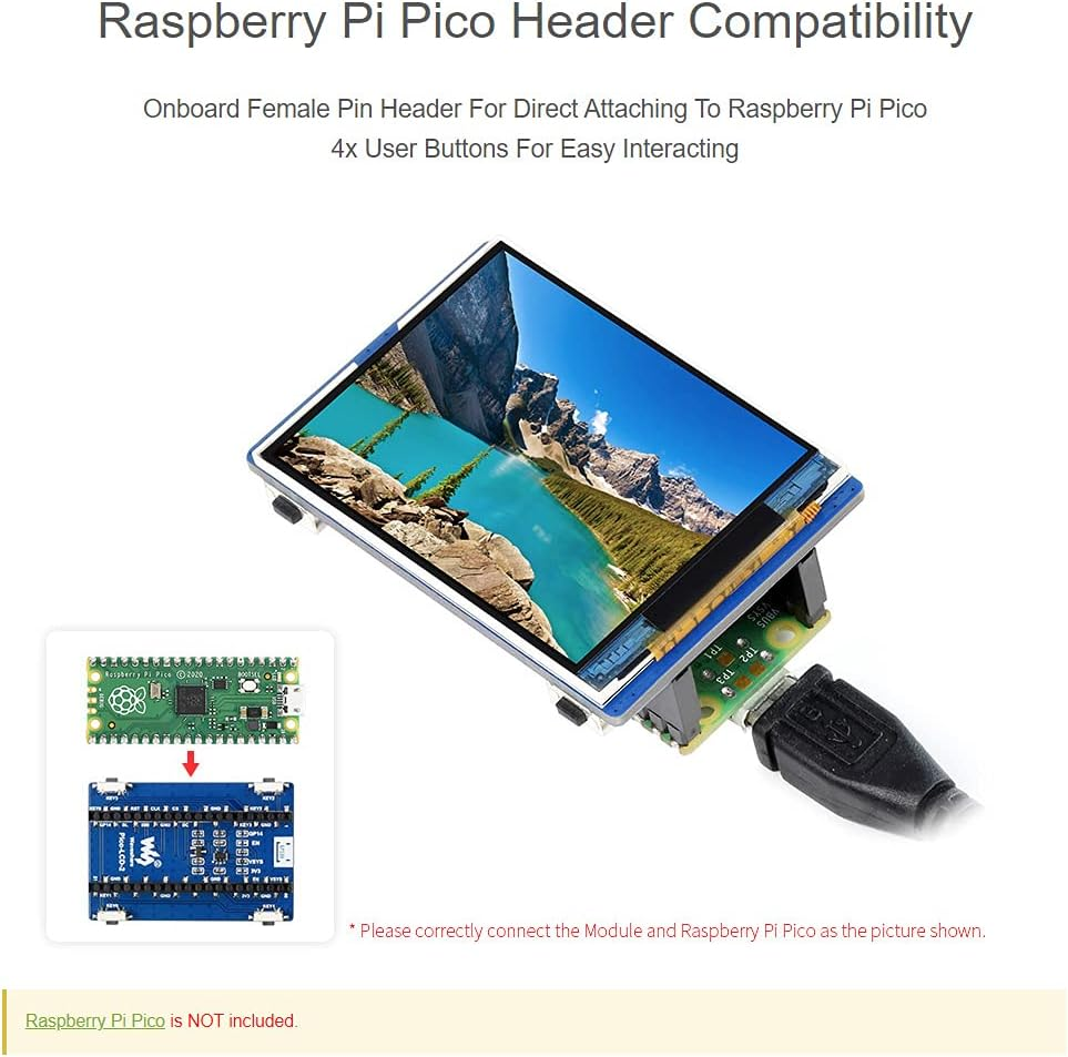 Waveshare 2Inch LCD IPS Display Module Compatible with Raspberry Pi Pico image number 2