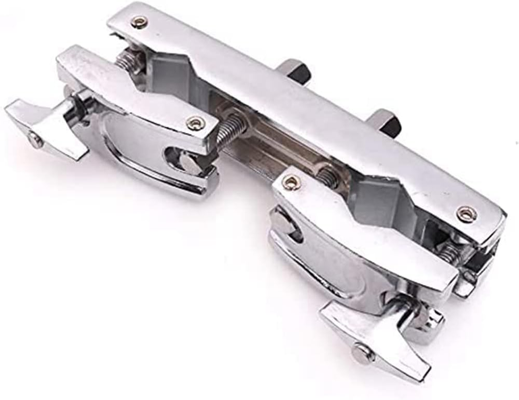 Tuperoymse Drum Clamp 2 Hole Silver Multi Clamp Cymbal Stand Mount Holder for Drums Cymbals Cowbell Accessory image number 1