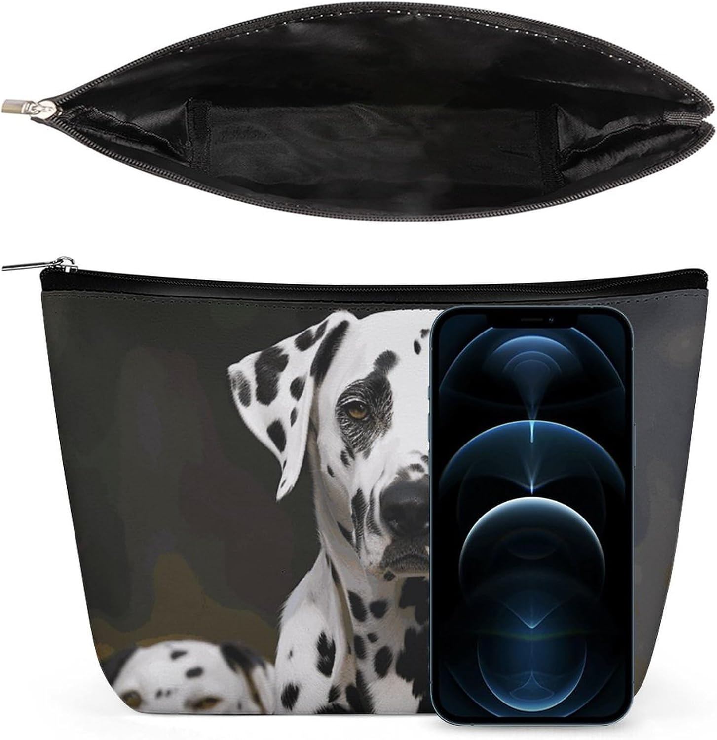 HEBVNJF Travel Makeup Bag Portable Cosmetic Bag Diving Hippo Makeup Storage Bag for Women/Girl, Dalmatian Dog, One Size