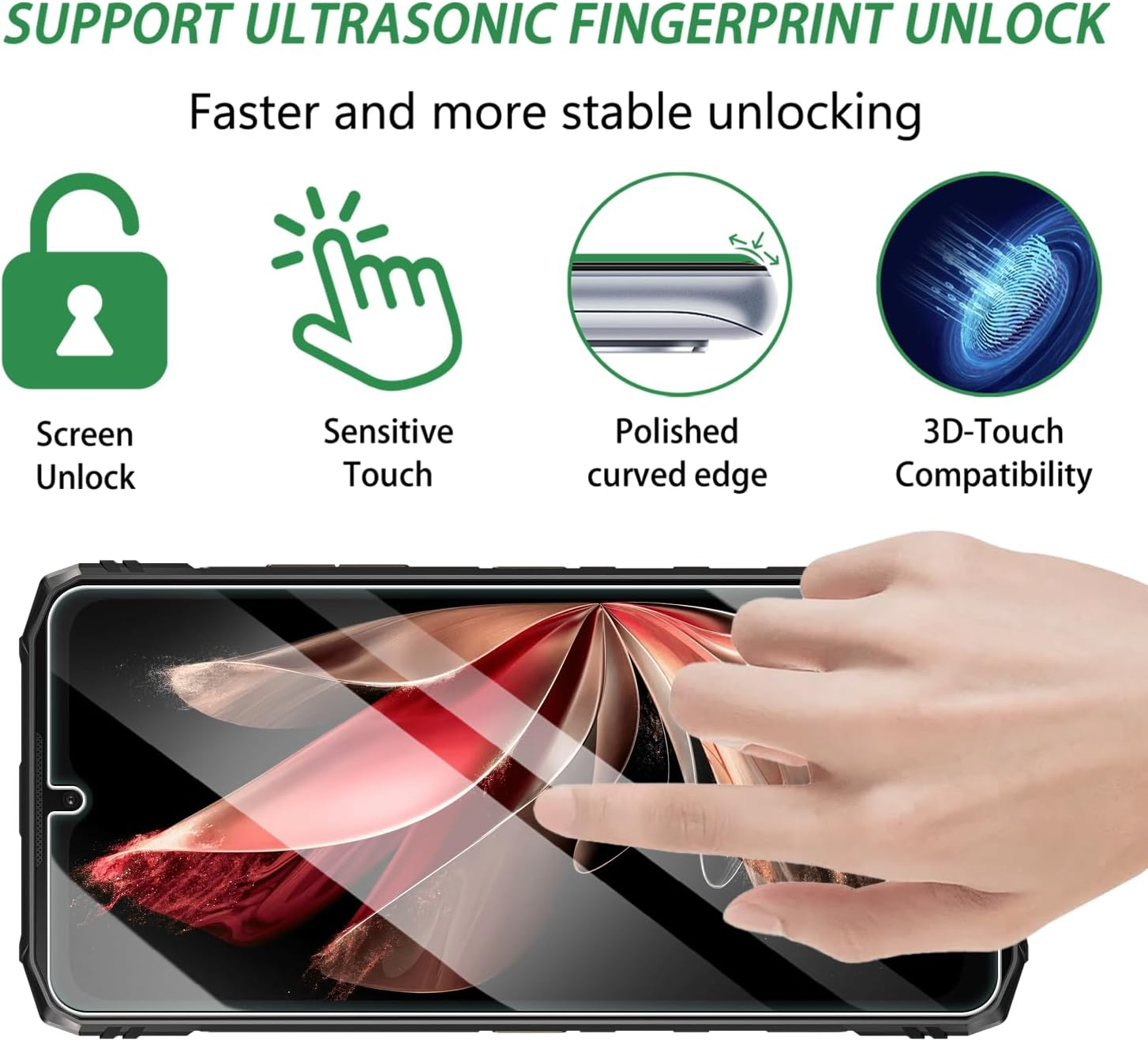 Vsjnk Screen Protector for Doogee Blade10/10 Pro/10 Ultra/10 Max with 2 Tempered Glass, 9H Anti-Scratch, Anti-Bubble, HD Screen Protector, Compatible with Doogee Blade10 image number 5