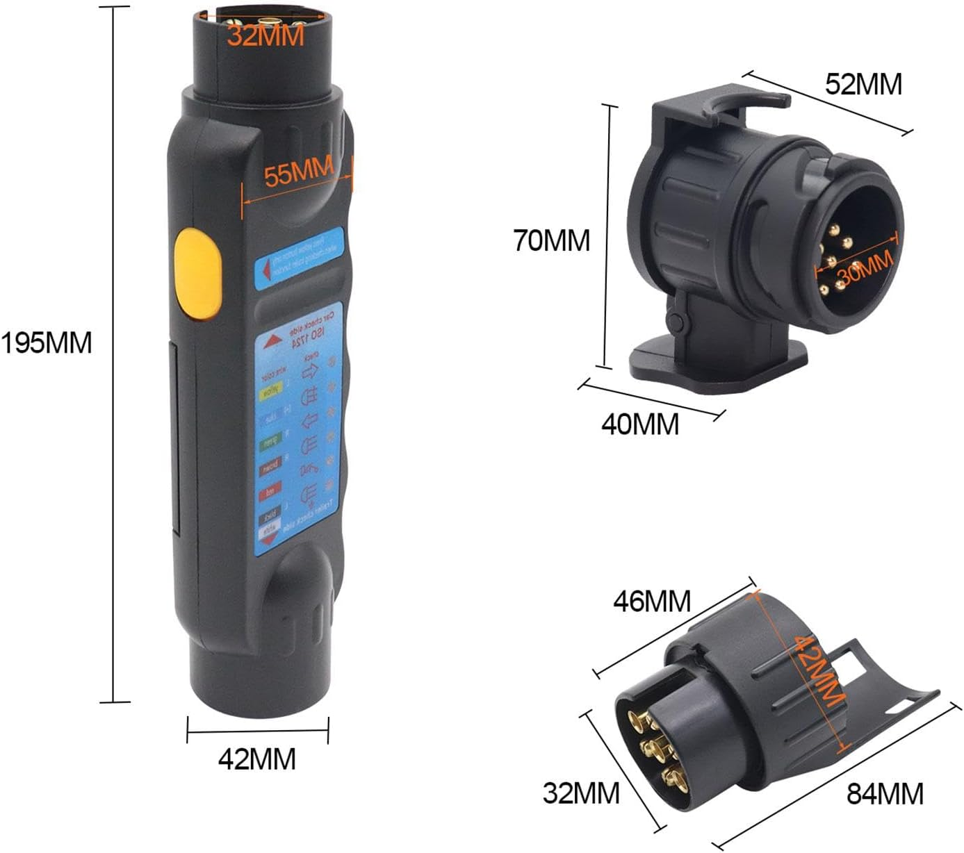 Magideal 7 Pin Trailer Tester Tool, 12V Truck Trailer Plug Socket Tester Trailer Light Tool image number 1