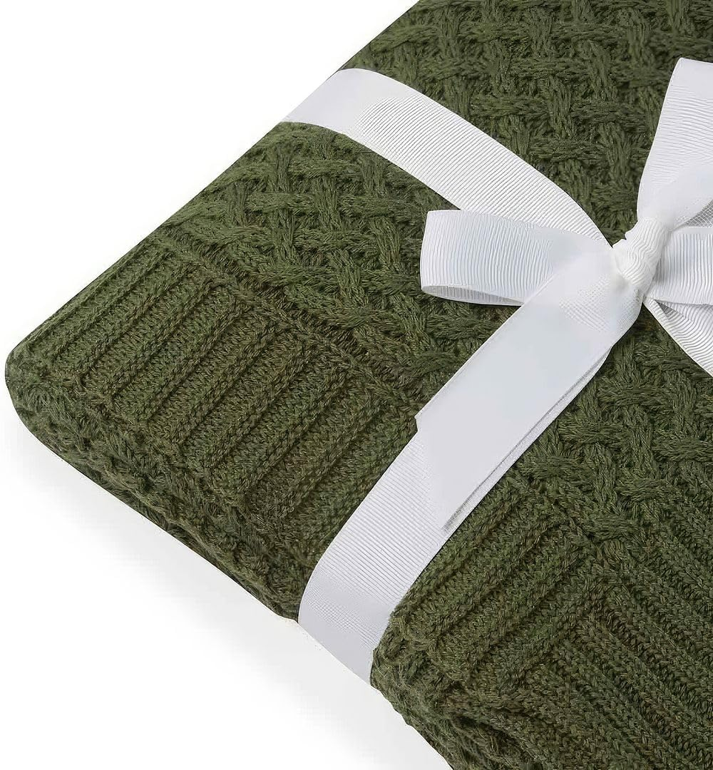 Snuggle Hunny Baby Blanket, Newborn to Toddlers, Organic Cotton Diamond Knit, Perfect Knitted Baby Pram and Stroller Blanket, Olive image number 1