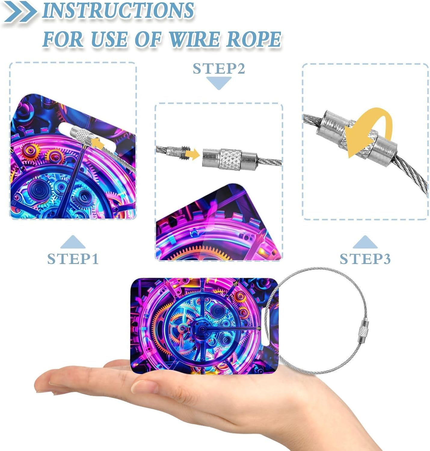 Cool Colored Gears Acrylic Luggage Travel Tag Airline Luggage Tags Travel Baggage Tag Set of 4 Luggagetags image number 5