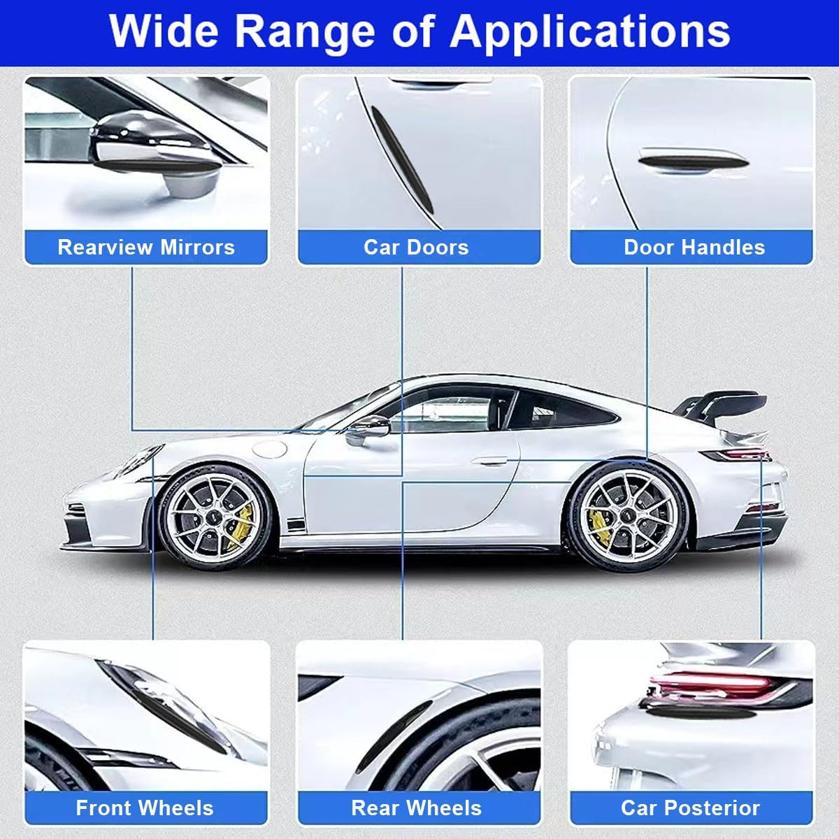 6Pcs Black Silicone Car Door Edge Guards, Anti-Collision Strips, Self Adhesive Rear View Mirror Cover Protective Strip for Car Side Door Mirror, Exterior Door Handles Bumper image number 4