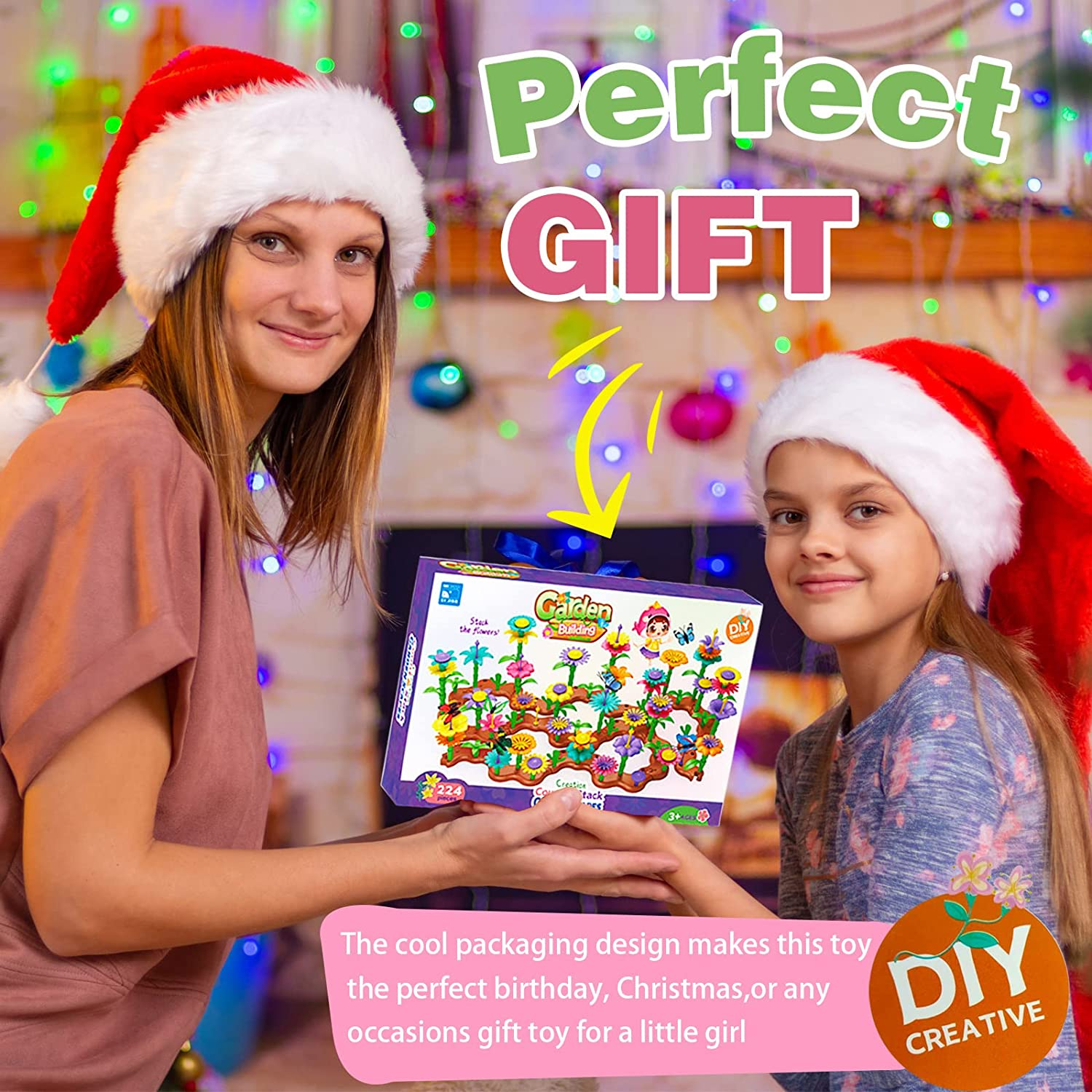 224 Pcs Flower Garden Building Toys, Kids Flower Building Toy Set for 3 to 8 Year Old Boy Girl, Creative Play Beautiful Garden Educational Stem Toddler Toys - Ideal Christmas & Birthday Gift image number 2