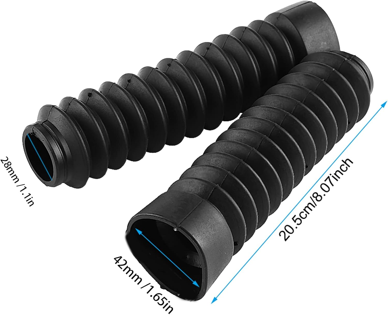 Fydun Motorcycle Front Fork Cover 210.5 X42Mm Rubber Shock Protect Gaiters Boot (Black)