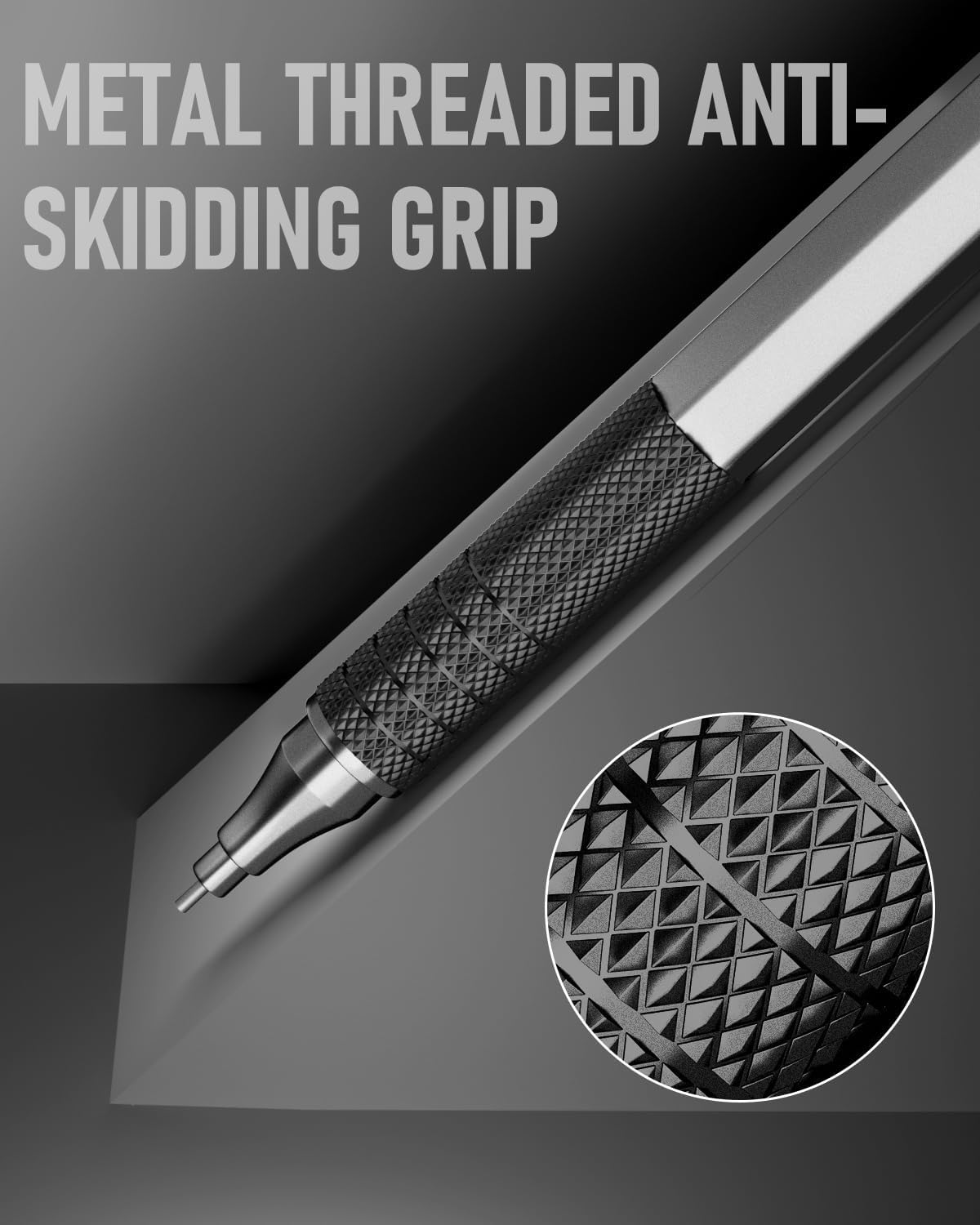 Four Candies 0.5Mm Mechanical Pencil Set with Case, 3PCS Metal Artist Lead Pencil with 8 Tubes (480PCS) HB Lead Refills, 3 Erasers, 9 Eraser Refills for Engineer Art Writing Drawing Drafting, Black image number 3