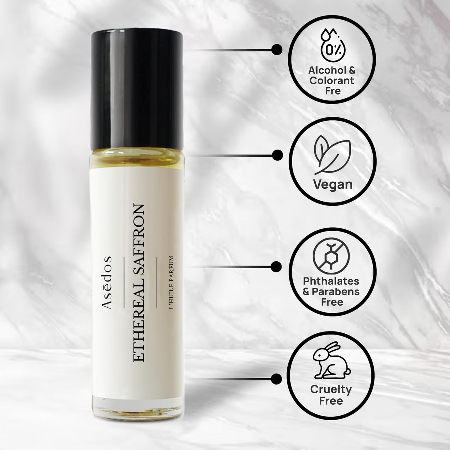 Asedos - Ethereal Saffron Perfume Oil | Inspired by MFK Baccarat Rouge 540 | Rollerball | Unisex Attar Oil | Vegan, Paraben Free, Phthalate Free | Animal Cruelty Free | 10Ml 0.34 Fl Oz image number 1