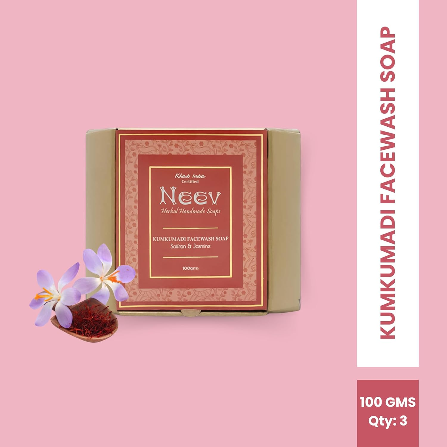 Neev Herbal Handmade Soaps Kumkumadi Soap (100Gm) - Set of 3