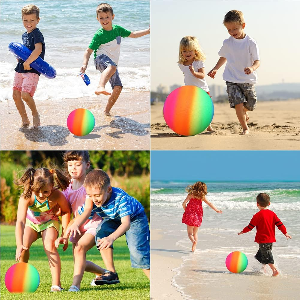 PVC Ball, Bouncy Kickball, PVC Children'S Play Ball, PVC Soft Ball for Children, Multicoloured Rainbow Ball, Children, Football Softball, Children'S Ball for Indoor and Outdoor Use image number 4