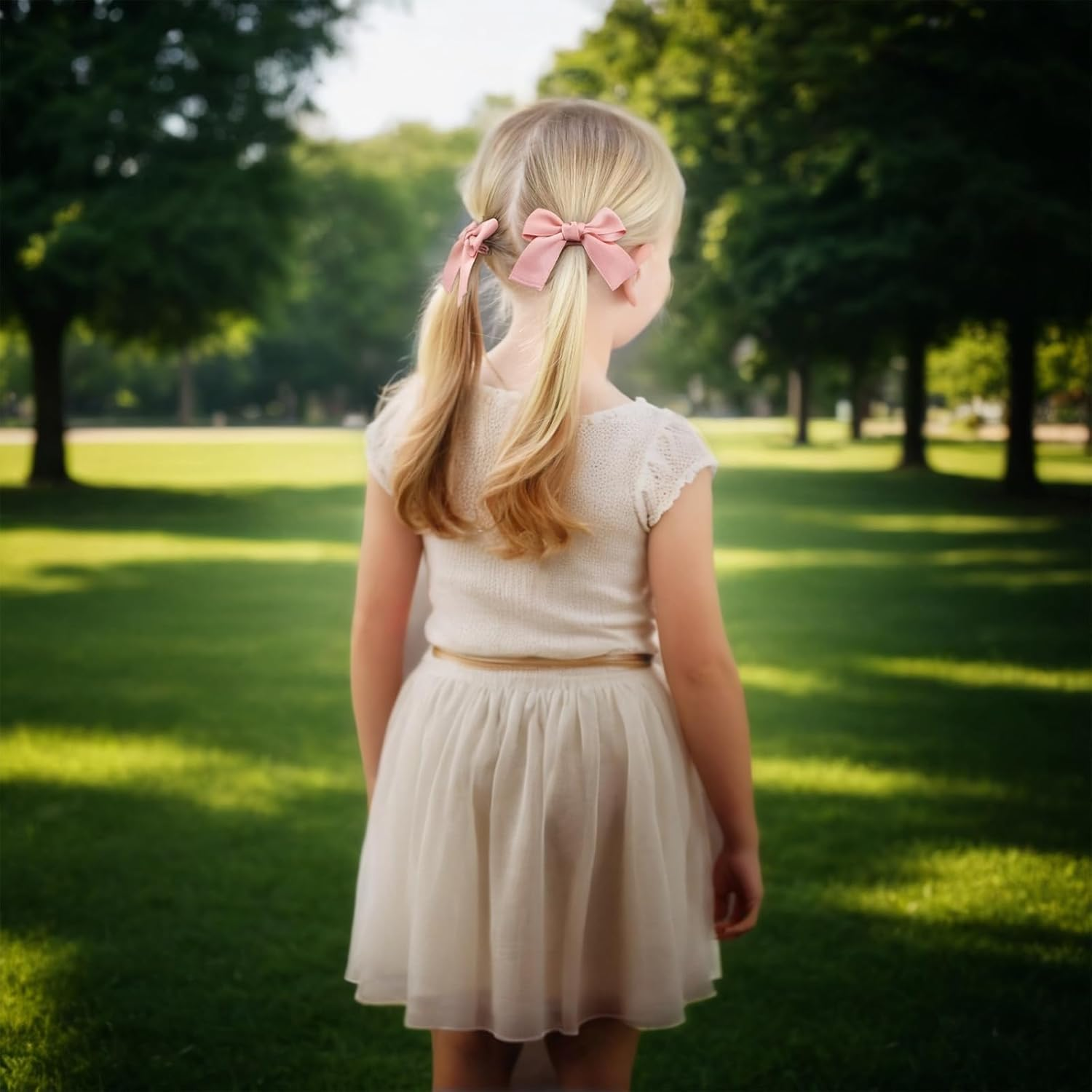 14 PCS Toddler Hair Bows Set - Ribbon Bows for Girls, Elastic Hair Ties, Pigtail & Ponytail Accessories, Colorful Rubber Bands for Toddlers image number 5