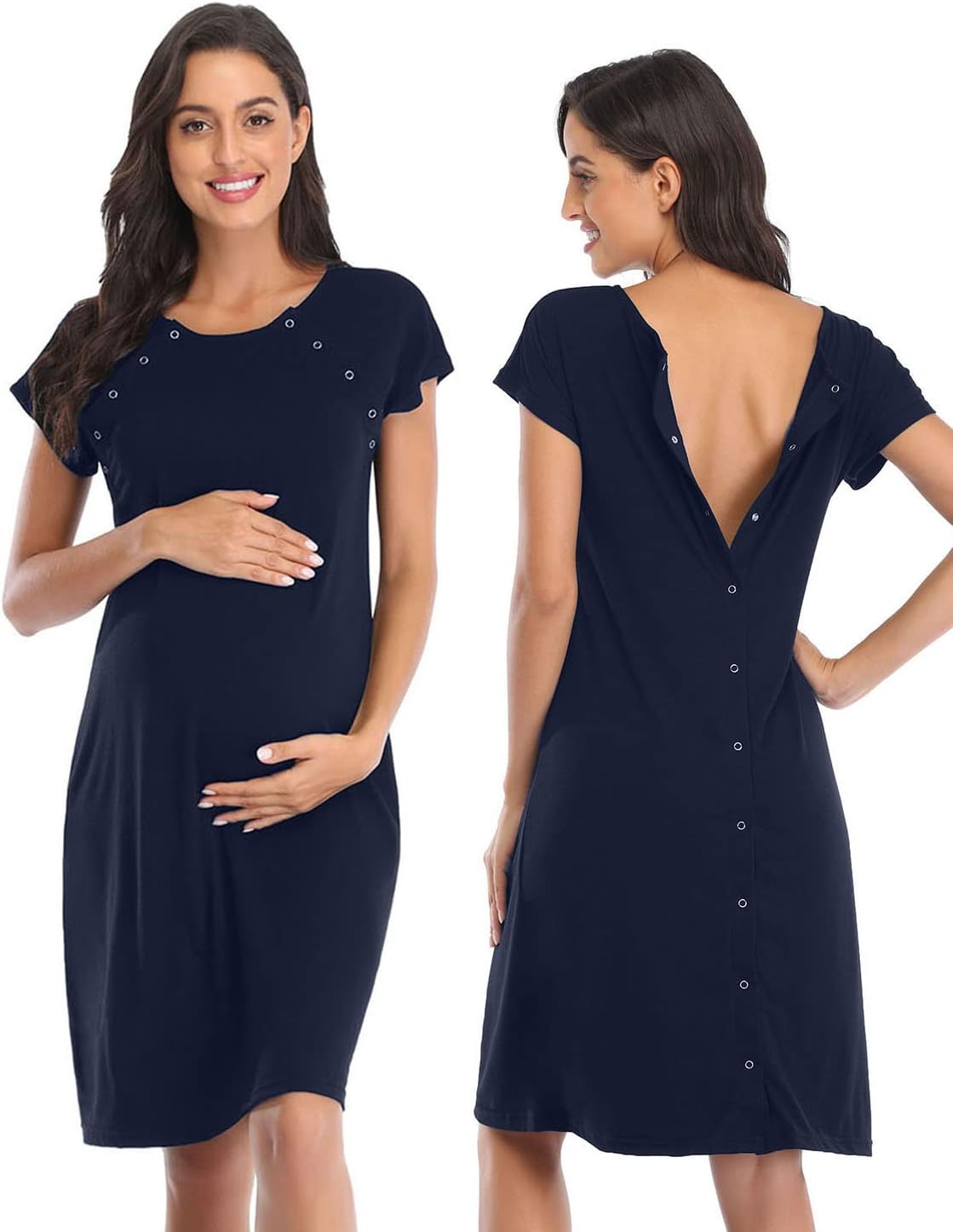 Soanhoo Women'S Maternity 3 in 1 Delivery Labor Nursing Nightgown Hospital Gown Sleepwear for Breastfeeding