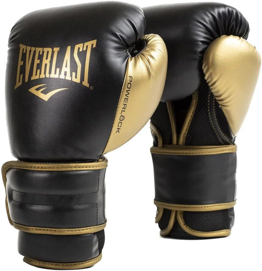 Everlast 16Oz. Powerlock2 Training Boxing Gloves in Black/Gold image number 1