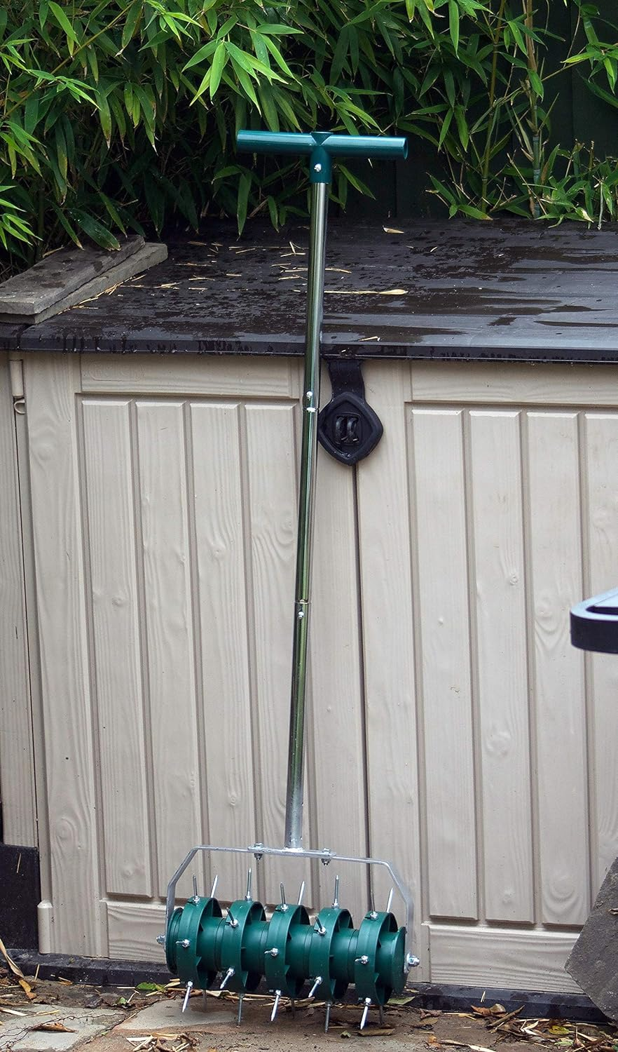 Greenkey Rolling Lawn Aerator, Manual 300Mm Spiked Roller, Green, Mixed Materials, Compact Style image number 6