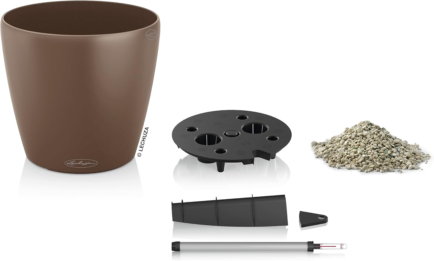 LECHUZA Self Watering Plant Pot Classico Color 18 Garden Small Flower Indoor Outdoor Table Plastic Planter with Drainage Hole D19 H17 Cm Nutmeg - Slate image number 2