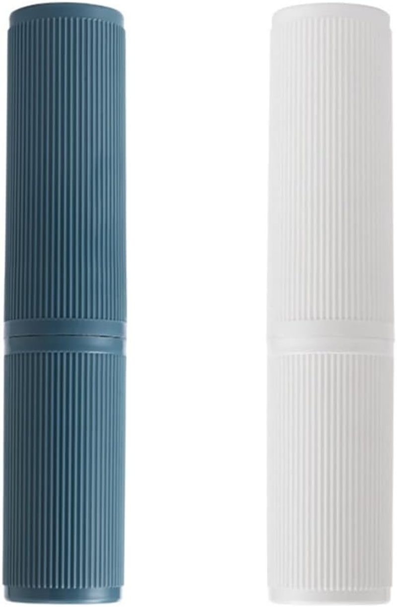 HAIKING Travel Toothbrush Case, 2 Pcs Plastic Portable Toothbrush Holder for Travel, Storage, Camping(White, Blue) image number 4