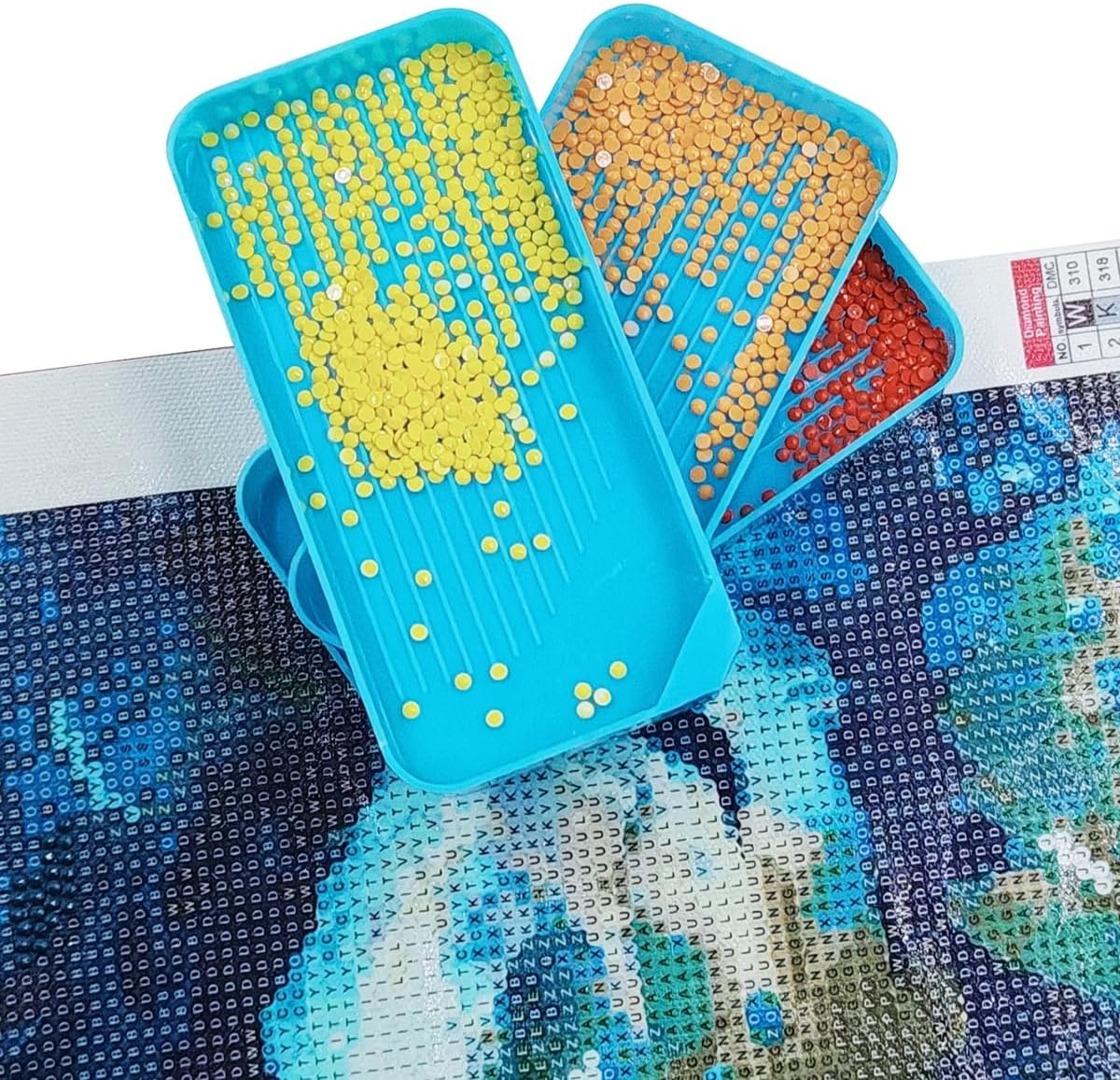 8 Pcs Trays Diamond Art Paintings, AIFUDA Diamond Art Paintings Tool Plastic Bead Sorting Tray Large Size Art Diamond Tray Accessories and Tools for DIY Crafts image number 1