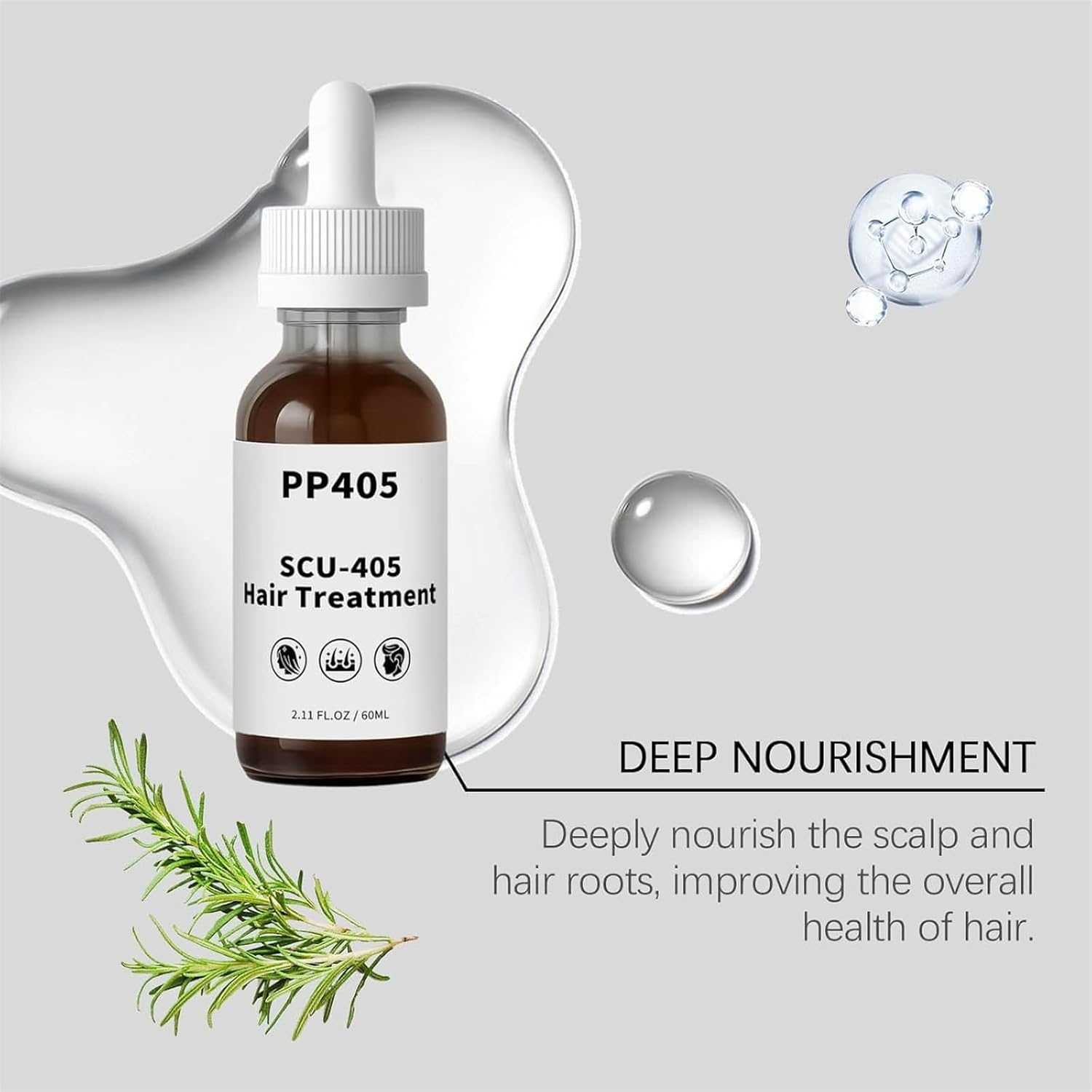 PP405 Hair Treatment, SCU-405 Hair Growth Oil, Anti-Hair Loss Serum, Scalp Nourishing Oil, Damage Repair, Loss Prevention, Quickly Absorbed & Non-Greasy (3Pcs) - 2Pcs image number 5