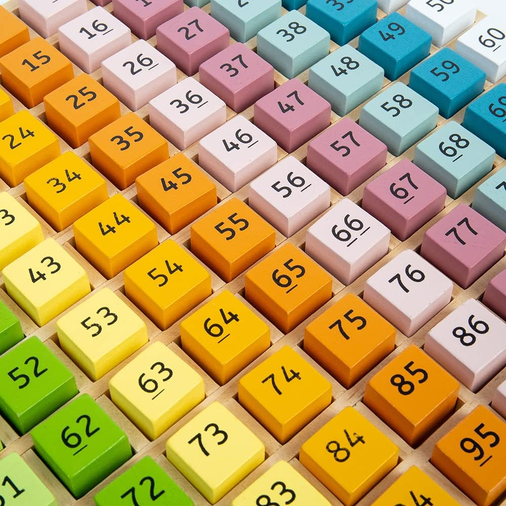 Bigjigs Toys FSC Certified Wooden Number Counting Tray - 100Pc Maths Game, Quality Eco-Friendly Educational Toys & Teacher Supplies, Montessori Toys image number 2