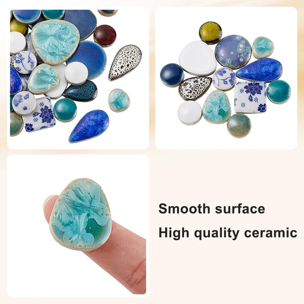1 Box 200G Broken Ceramic Tile Irregular Mosaic Tiles Bulk Mixed Shapes Colorful Porcelain China Tiles Pieces for DIY Crafts Plates Flowerpots Vases Cups Home Decor Mosaic Arts Supplies image number 5