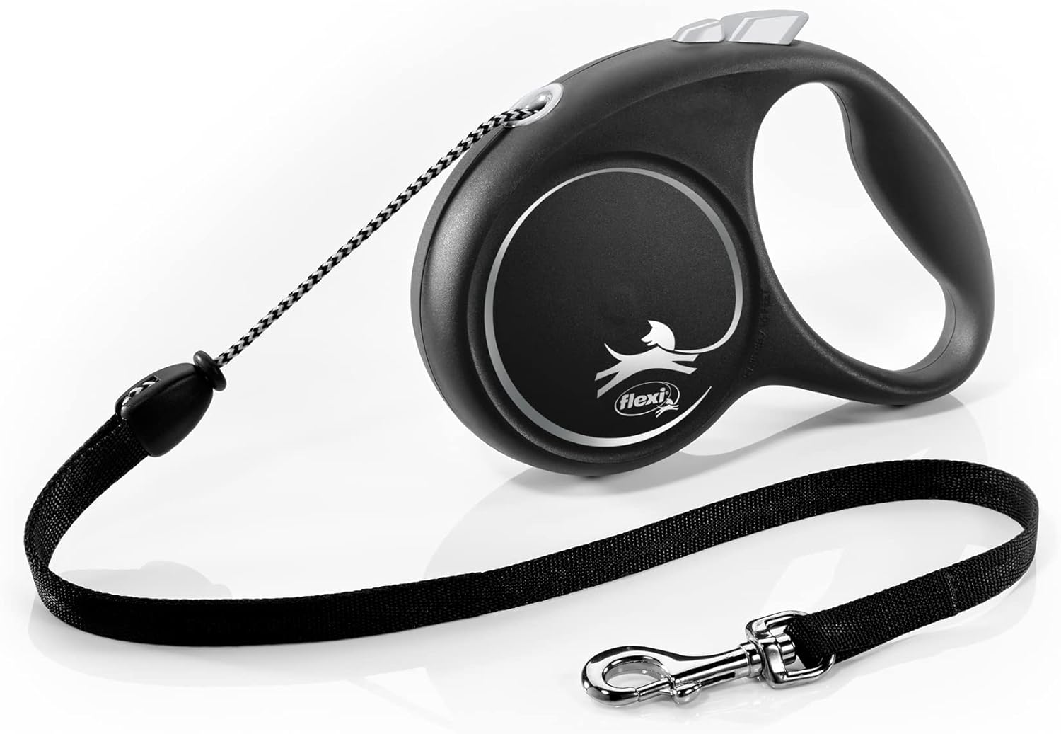 Flexi Black Design Cord Black Medium 5M Retractable Dog Leash/Lead for Dogs up to 20Kgs/44Lbs