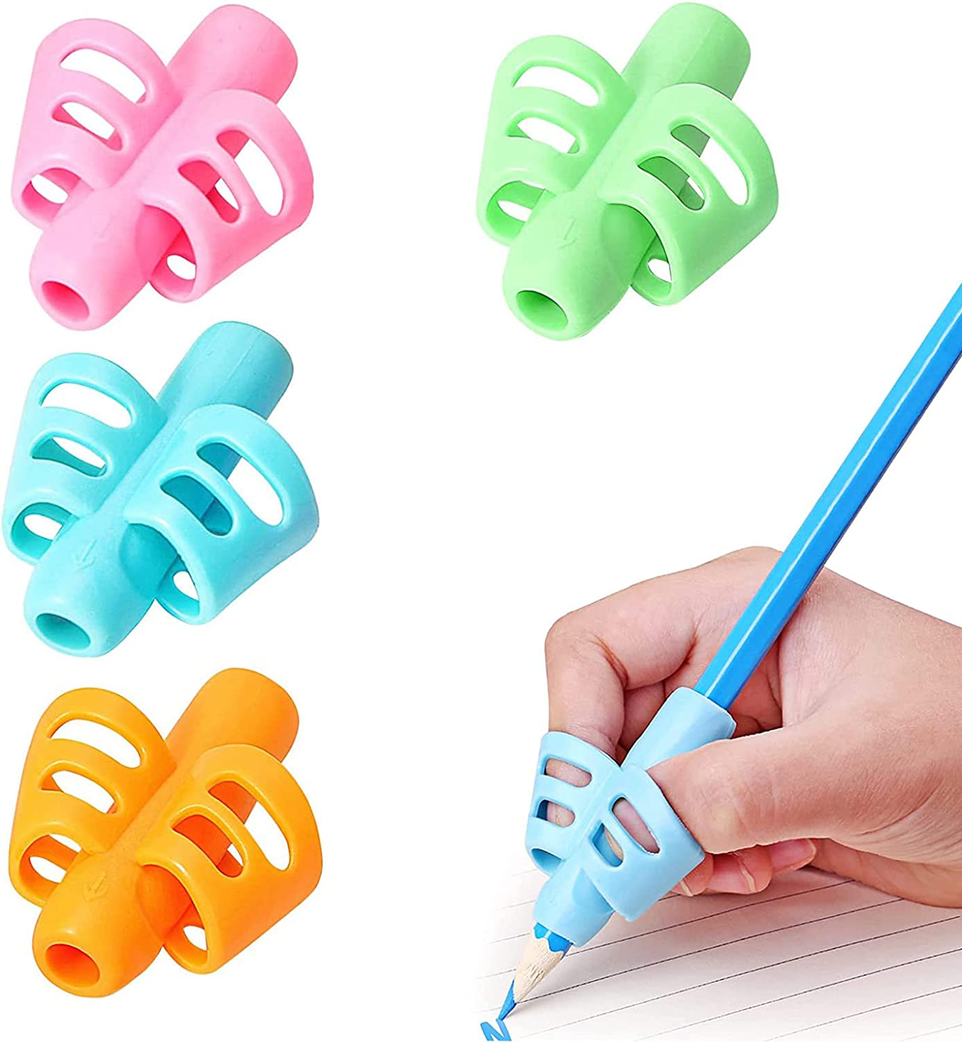 T Tersely 4 Pack for Pencil Grips Kids Handwriting, Ergonomic for Pencil Grips Preschoolers Toddlers Boys Girls, Hollow Ventilation Pen Grip for Lefties or Righties, 4 Colors image number 4